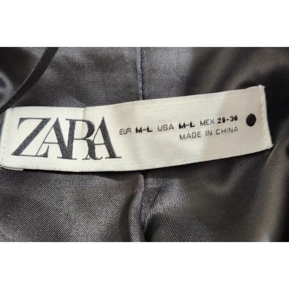 ZARA Double Faced Black Wool Blend Double Breasted Long Oversized Coat - Picture 6 of 13